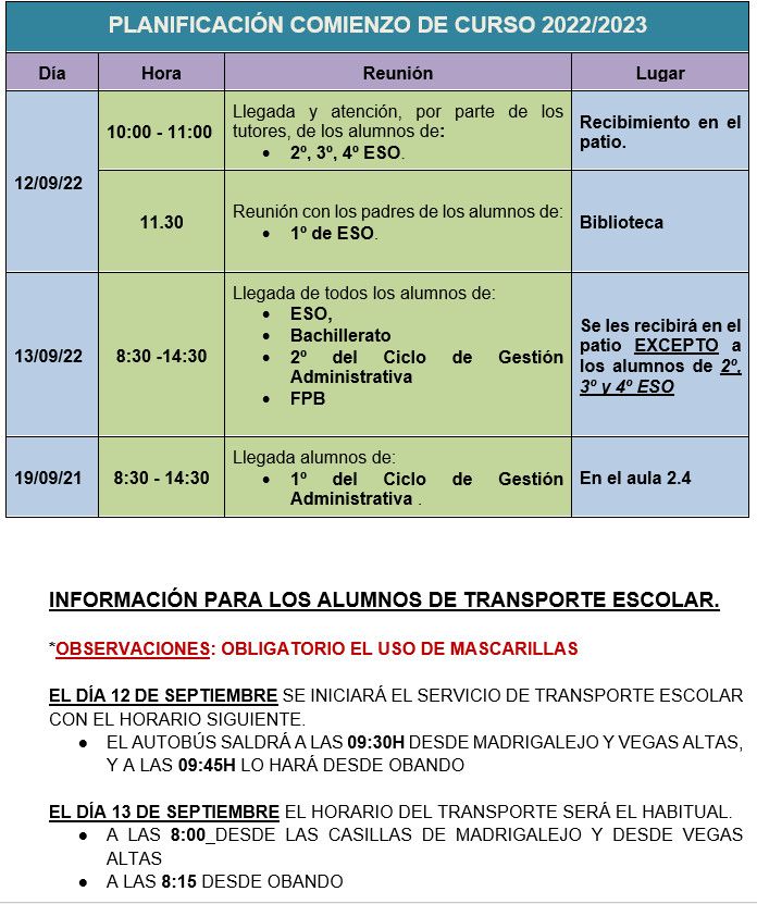 inicio curso 2022 23